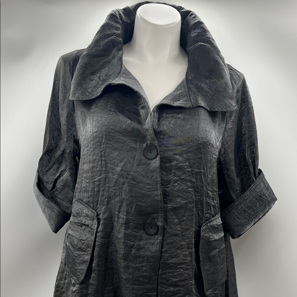 Damee Chic Dark Gray Women's Short A-Line Jacket